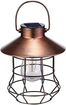 ランタン ソーラー ガーデンライト 庭園灯 アンティーク 防水 ほんのり明かり 雰囲気作り 電球型 Led 自動点滅 ペンダントライト おしゃれ 玄関先 庭 ガーデン ベランダ 屋外 1個 A ブロンズ Stichtingvoordemens Nl