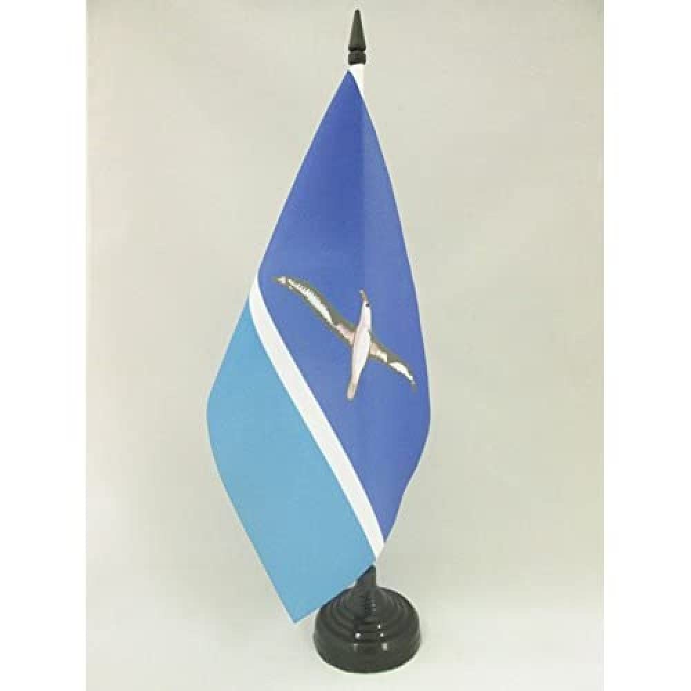 AZ FLAG Midway Islands Table Flag 5'' x 8'' - Midway Islander Office Decoration 100% Polyester 21 x 14 cm - Mini Desk Flag with Pole and Black Plastic Base — image 1