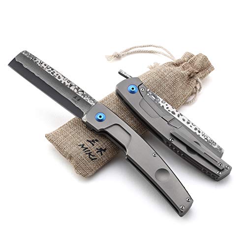 Miki Camping Pocket Folding Japanese Knife,Titanium Handle, Frame Lock