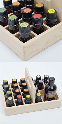 VolksRose Essential Oil Storage Box, Wooden Tray Display Rack with Carry Handle Organizer for Jewelry, Small Plant, Diffuser, Nail Polish and More, Holds 21 Bottles #ob07 - Thumbnail 5
