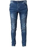 Moonwalk Men`s Skinny Slim Denim Washed Hip Hop Ripped Biker Jeans Pants