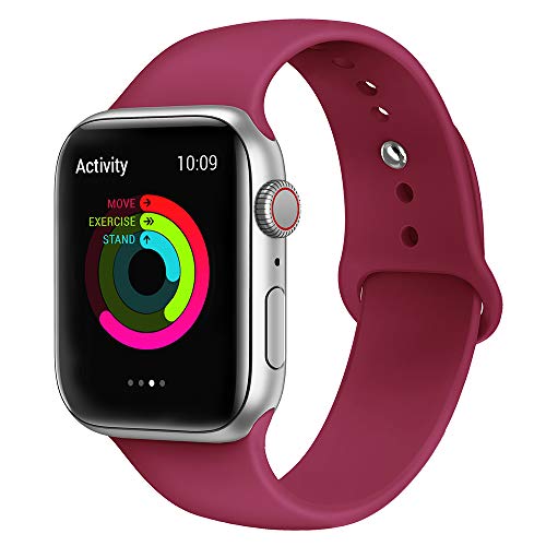 AdMaster Compatible for Silicone Apple Watch Band and Replacement for Sport iwatch Accessories Bands Series 4 3 2 1 Wine Red 42mm/44mm M/L