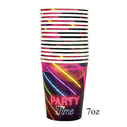 102 Piece Glow In The Dark Theme Party Supplies Set Including Banner, Plates, Cups, Napkins, and Tablecloth, Serves 25, (Does NOT actually glow in the dark) - Thumbnail 3