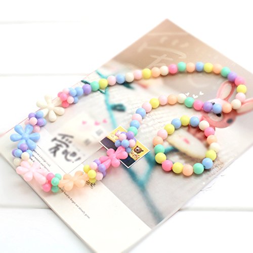 7Queen Princess Pretend Play Necklace Bracelet Set Kit Kids Play Jewelry Little Girls Costume Necklaces Toddler Dress up Jewelry 3 Sets Xmas Gift
