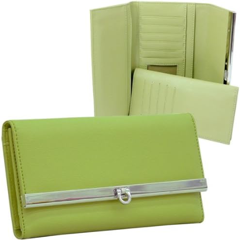 Dasein Women's Classic Plain Leather Like Checkbook Wallet Purse -Green