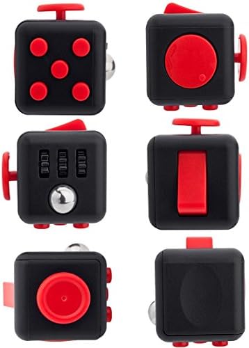 TIMEKER Cute Fidget Cube Relieves Stress and Anxiety for Adults and Children, Fidget Toys for Sensory Kids [Red]