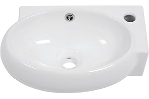 Couoko 16 X 11 Inch Small Bathroom Sink Wall Mount White Ceramic Mini Corner Bathroom Sink Oral Tiny Floating Corner Sinks wi