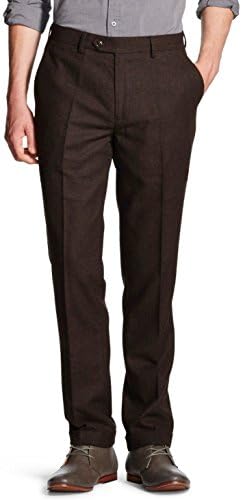 WD.NY Men's Slim-Fit Tweed Wool-Blend Flat-Front Suit Pants (38X32 Tall, Brown Tweed)
