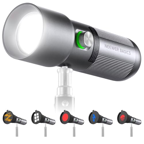NEEWER BASICS RGB Camera Flashlight with 4 Colours/20 Filters Gobo/7500mAh, 10W Portable LED Video Spotlight, Ambient Light at Sunset in Aluminium Alloy for Lighting Studio Shooting Video, FL10