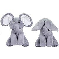 OMGOD Plush Toy peek-a-Boo Elephant, Hide-and-Seek Game Baby Animated Plush Elephant Doll Present - Gray