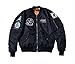 AVIDACE Classic Bomber Jacket Men Nylon Quilted with Patches Size L Black