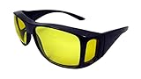 ELLITE HD Night Vision Driving Wraparound Fit Over Prescription EyeGlasses Goggles