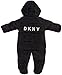 DKNY Baby Girls' Pram Jumpsuit - Quilted Polar Fleece Lined Snowsuit Coveralls (0-24M), Size 3-6 Months, Black