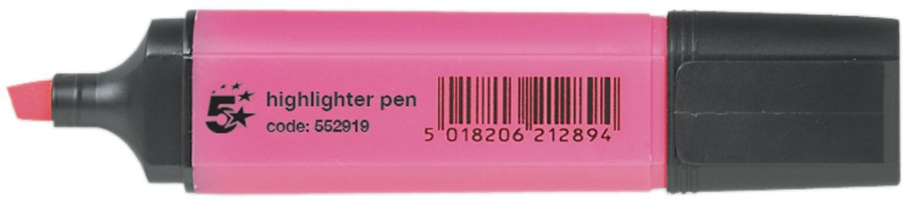 5 Star Highlighters Chisel Tip 1-4mm Line Pink [Pack of 12]