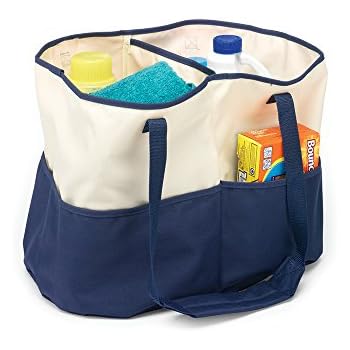 Homz All-Purpose Tote Bag, Canvas, Blue/Cream