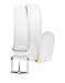 Moda Di Raza - Men's Classic Leather Belt - 1.5 Inch Width - Square Silver Polished Belt Buckle - Formal or Casual Dress Belt - PU Bonded Leather - White Large