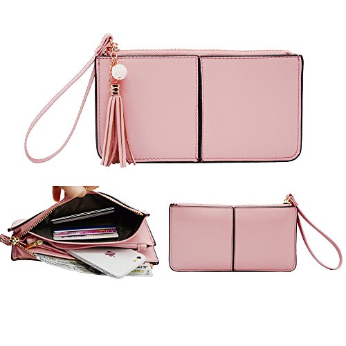 Befen soft leather wristlet phone wallet clutch with ex…