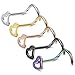 FIBO STEEL 5 Pcs Stainless Steel Heart Nose Rings set Screw Nose Piercing Jewelry,20G X5