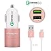Meagoes Fast USB C Car Charger, Quick Charge 3.0 Enabled, with 1-Pack 3.3ft Type C Cord for Samsung Galaxy S8/S8 plus/Note 8, LG V30/V20/G6/G5, HTC 10/U11/Bolt/Ultra, Nokia 8 and more [Rose Gold]