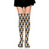 JLEKWDT Women Autism Puzzle Pattern Stockings