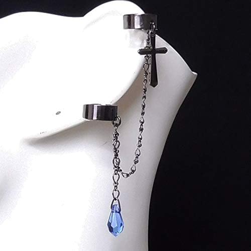 闇に紛れて星が覗くまで 黒 青 イヤーカフス Rosecross ゴシック ゴスロリ パンク系アクセサリー