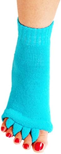 1 Pair Yoga GYM Massage Five Toe Separator Socks Foot Alignment Pain Relief Hot (One Size, A-Sky Blue)