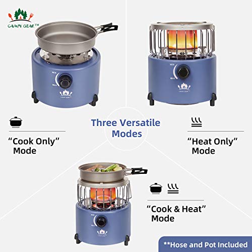 Campy Gear 2 in 1 Portable Propane Heater & Stove with Hose and Pan
