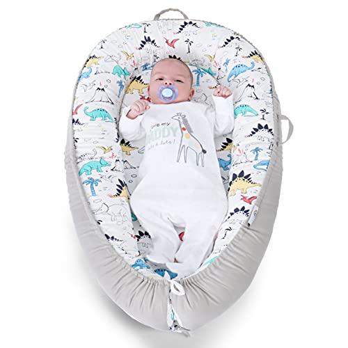 XPIY Baby Lounger 0-24 Months | Adjustable Infant Lounger | Breathable Organic Cotton Cover | Reversible, Portable Baby Nest