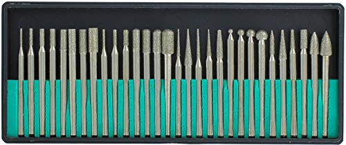 SE 8230DD40 30-Piece Set of Assorted Diamond Burrs, 400 Grit