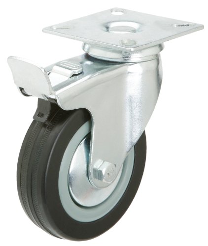 Steelex D3501 Black Rubber Caster with Double Brake 4-Inch