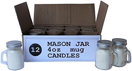 Set of 12 Bulk Wholesale Mini Mason Jar Mug Candles - 4 Ounce - Perfect For Weddings, Restaurants, Gifts, Baby Showers