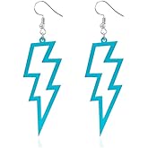 80s Neon Earrings Hollow Lightning Bolt Halloween Punk Retro Earrings for Women 80's Party Accessories