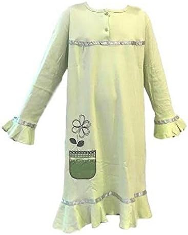 Iki Yildiz Girl's Supersoft Cotton Nightgown, Nightdress, Pajamas (8, Light Green)