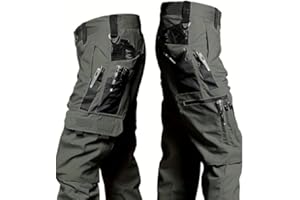 Men's Tactical Cargo Pants Durable Multi-Pocket Work Trousers Adjustable Waist for Outdoor