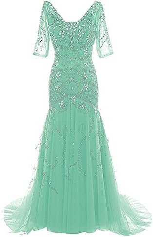 GoDressy 1/2 Sleeves Prom Gown Mermaid Mother of Bride Dresses