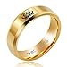 Uloveido 2pcs His Queen and Her King Gold Couple Rings Stainless Steel Promise Rings Matching Set Wedding Engagement Band Valentine's Day Gifts for Couples Lovers SN140
