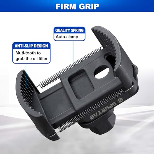 Spurtar Oil Filter Wrench 60-80 mm Oil Filter Key Universal Car Spring Loaded Adjustable Oil Filter Tool for Oil Change on Car Motorcycle Truck Boat
