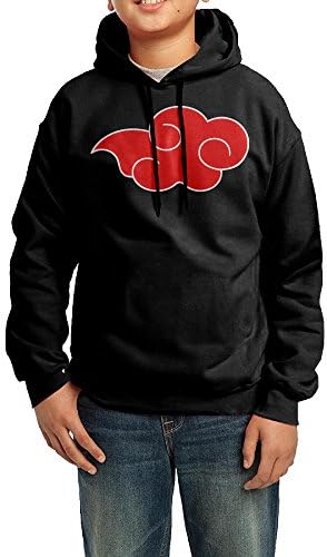 Kid's Youth Naruto Shippuden Akatsuki Logo Hoodies Pullover Hooded Sweatshirts M Black