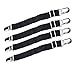 Adjustable Bed Sheet Corner Holders Elastic Grippers Suspenders Holder Straps Clips Fasteners, Mattress Cover Fasteners | Nickel Plated Clamps with Fabric Protector / Black, 1-Pack (4 pcs)