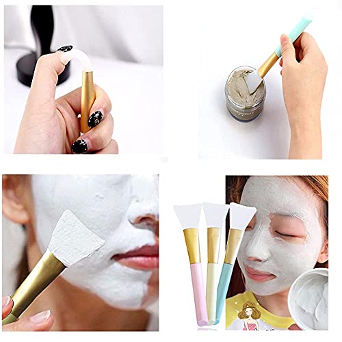 3pcs Mud Face Mask Brushes Silicone Soft Facial Mud Clay Charcoal Applicator Moisturizers Hairless Eye Body Lotion Butter Makeup Cosmetic DIY Tools Pinkiou