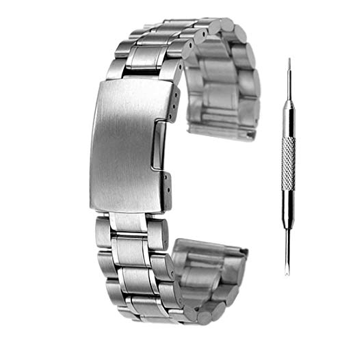 ZEIGER 20mm Size Men B005 Replacement Metal Wrist Watch Band (Stainless Steel Silver 20mm)