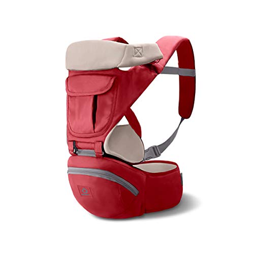 SONARIN 3 in 1 Multifunzione Hipseat Marsupio Baby Carrier,Porta bebè,Portantina per bebè,Tutte le stagioni,Ergonomico(Rosso)