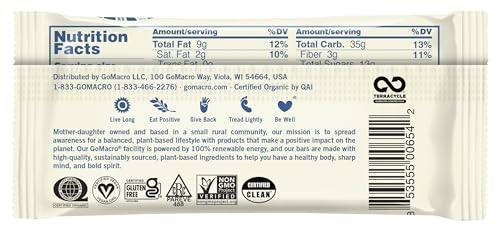 GOMACRO MACROBAR, OATMEAL CHOCOLATE CHIP, 2.3 OUNCE