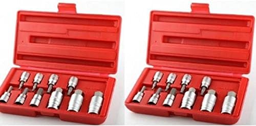 Socket Wrenches 20pc SAE and METRIC Hex Socket Bit Set 3/8" and 1/2" Allen Key Wrench w/ Case