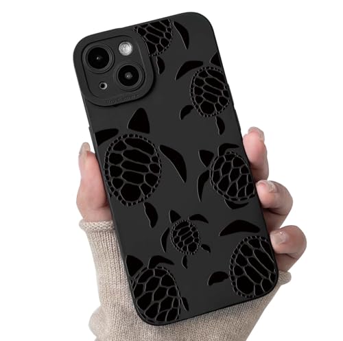 Lovmooful Compatible for iPhone 14 Case Cute Cool Tortoise Black Design for Girls Women Soft TPU Shockproof Protective Girly for iPhone 14-Black Tortoise