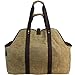 MYFIREPLACEDIRECT Waxed Canvas Log Carrier Tote Bag, Extra Large Durable Firewood Holder with Handles and Shoulder Strap, Heavy Duty Wood Carrying Bag for Fireplaces & Wood Stoves Khaki