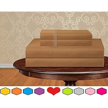 Luxurious Bed Sheets Set on Amazon! Elegant Comfort 1500 Thread Count Hotel Quality Wrinkle and Fade Resistant 5-Piece Bed Sheet Set, Deep Pocket, Hypoallergenic - Split King Bronze