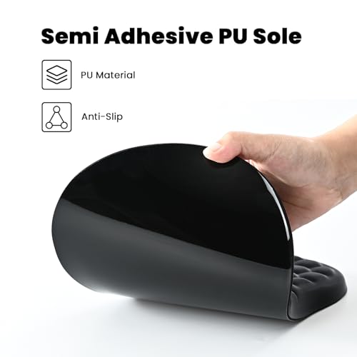 EooCoo Mouse Pad Ergonómica con Diseño de Masaje, Gruesa Alfombrilla de Mouse Reposamuñecas de Espuma Viscoelástica, Tapete para Mouse Base de Poliuretano Antideslizante, Negro