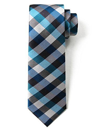 Origin Ties Fashion Gingham Plaid Men's Silk Skinny Tie Green