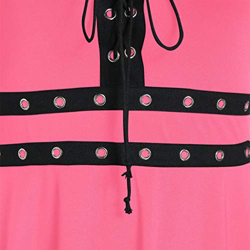 Xmiral Gothic jurk voor dames, mouwloos, veters, camisole mini-jurk, hoge taille, punkjurk - Image 6